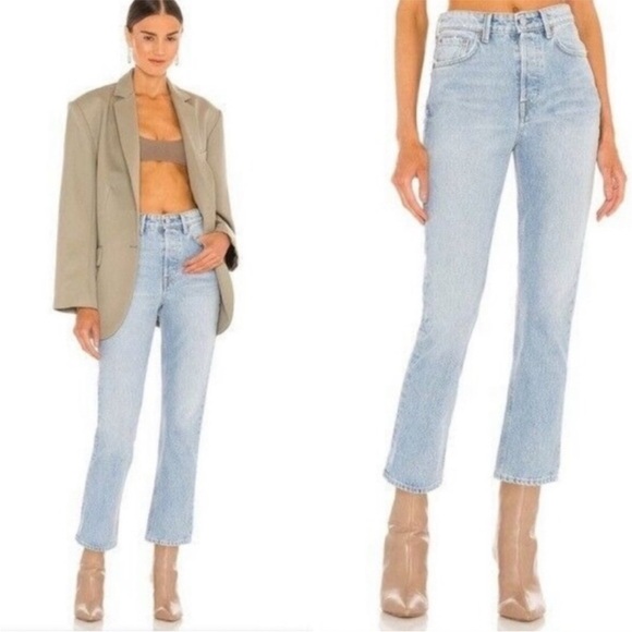 GRLFRND Karolina High Rise Straight Crop Jeans in Ventura Blue - Picture 1 of 13